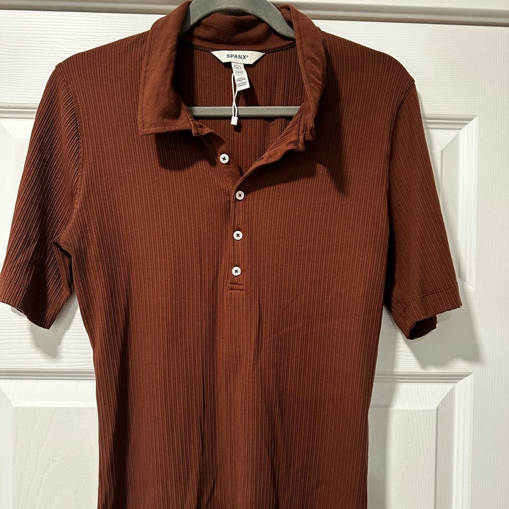 Spanx Brown Polo Shirt medium - Xl